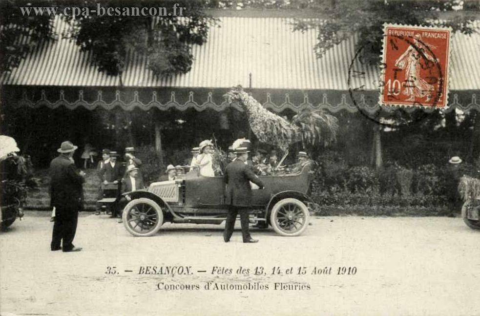 35. - BESANÇON. - Fêtes des 13, 14 et 15 Août 1910 - Concours d'Automobiles Fleuries
